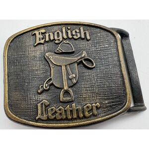 English Leather Belt‎ Buckle With English Saddle Vintage Original